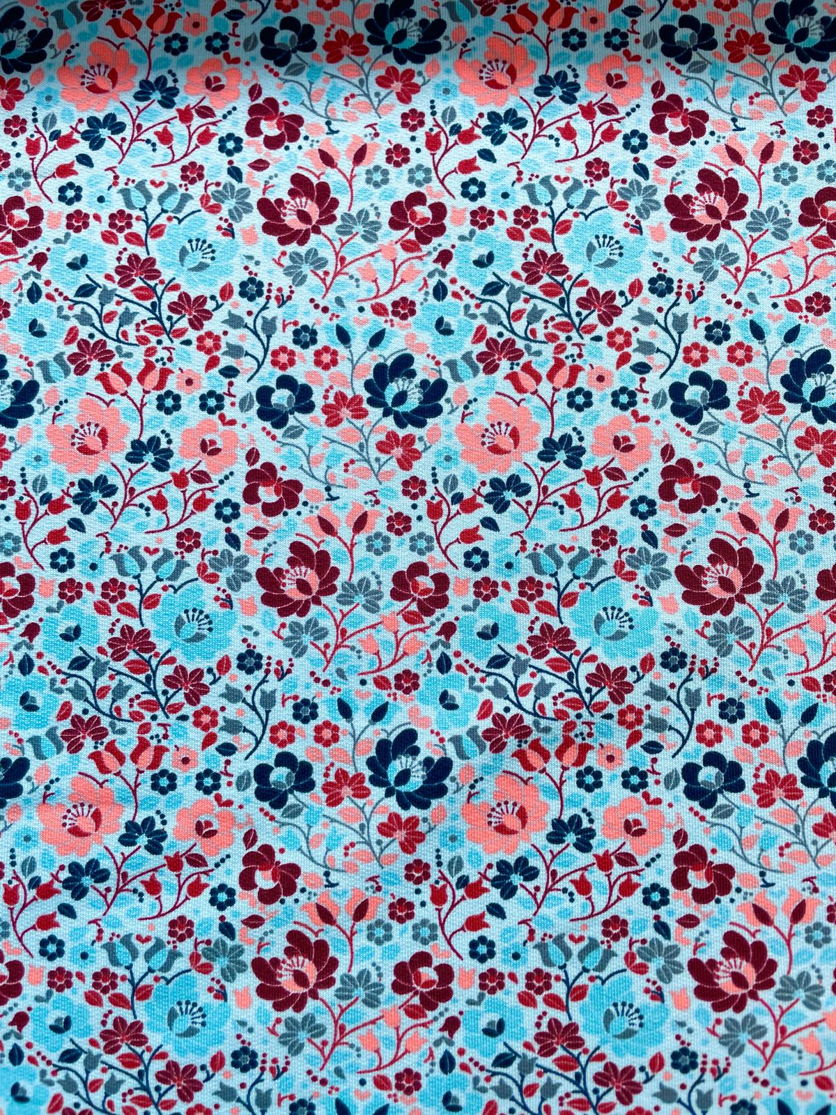 French Terry (Sommersweat)"Retro Bloom" türkis French Terry (Sommersweat)"Retro Bloom" türkis